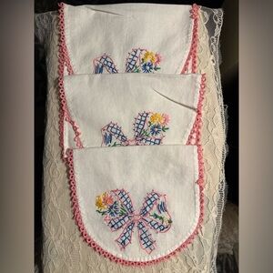 Vintage Doilies - light staining 12 inches x 7 & 11 inches x 7